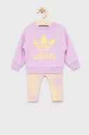 Dresy i komplety dla dziewczynek - adidas Originals komplet dziecięcy kolor fioletowy - miniaturka - grafika 1