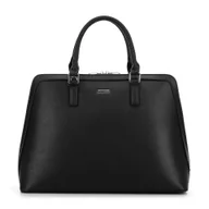 Torebki damskie - Damski kuferek z kieszenią na laptopa czarny ze srebrnym logo - miniaturka - grafika 1