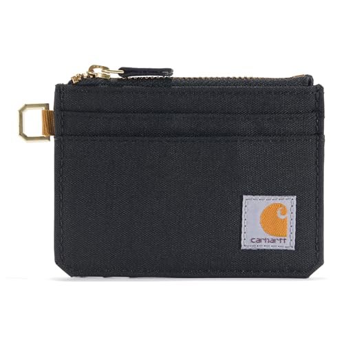Carhartt Damskie, ugged Leather and Canvas Wallets for Women, Available in Multiple Styles & Colors Geldbrse, Nylonowa kaczka z zamkiem błyskawicznym (czarna), Rozmiar Uniwersalny