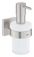 Mydelniczki i dozowniki mydła - Grohe QuickFix Start Cube - Dozownik do mydła z uchwytem, szkło/Supersteel 41098DC0 - miniaturka - grafika 1