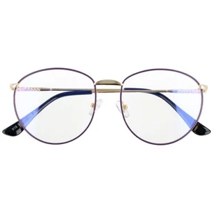 Owalne metalowe Okulary z filtrem DAMSKIE złote z antyrefleksem 2526-2 - Okulary korekcyjne, oprawki, szkła - miniaturka - grafika 1