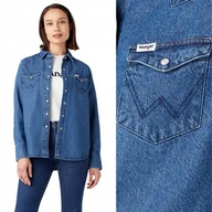 Koszule damskie - Wrangler 27WW SHIRT Mid Stone DżINS DAMSKA KOSZULA JEANSOWA REGULAR FIT L - miniaturka - grafika 1