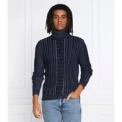 Swetry męskie - GUESS Golf BICOLOR CABLE | Regular Fit | z dodatkiem wełny - miniaturka - grafika 1