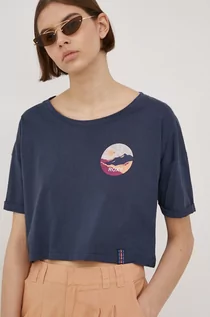 Koszulki i topy damskie - Roxy t-shirt bawełniany kolor granatowy - grafika 1
