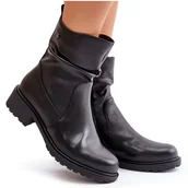 Botki damskie - Skórzane Botki Damskie Ocieplane Z Marszczeniem Czarne Vinceza 66714 - miniaturka - grafika 1