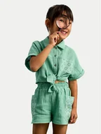 Spodenki damskie - Mayoral Komplet koszula i szorty materiałowe 3210 Zielony Regular Fit - miniaturka - grafika 1
