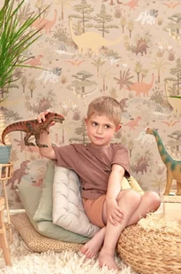 Tapeta dla dzieci Beżowa Dinozaury - Tapety - miniaturka - grafika 1
