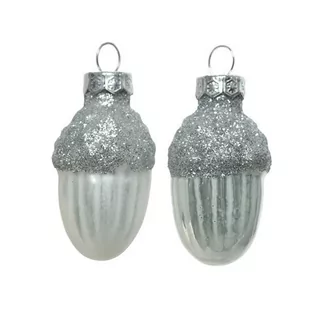 Bombki szklane w kształcie żołędzi żołądź 12sztuk Biały - Bombki - miniaturka - grafika 1
