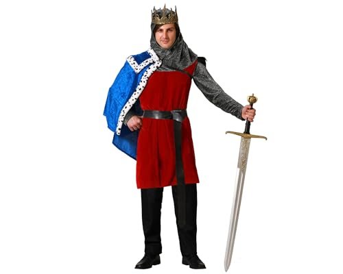 Atosa kostium króla średniowieczny niebieski płaszcz męski dorosły XL