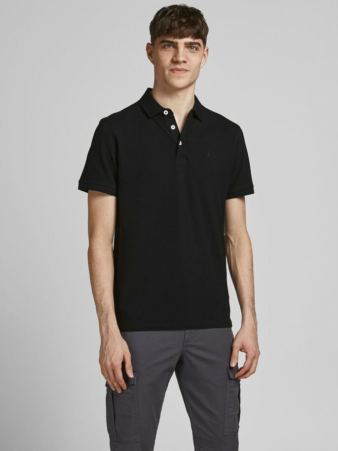 polo uomo jack and jones 12136668 paulos black/tonal/blac