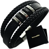 Bransolety męskie - Bransoletka męska skórzana z GRAWEREM DZIEŃ OJCA, TATY, IMIONA, DATY - miniaturka - grafika 1