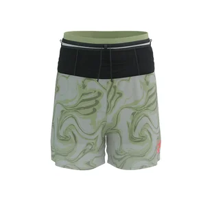 COMPRESSPORT Spodenki biegowe TRAIL RACING 2-IN-1 SHORT green camo - Spodnie sportowe damskie - miniaturka - grafika 1