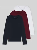 Piżamy męskie - Bluzka z długim rękawem o kroju regular fit z czystej bawełny w zestawie 3 szt. - miniaturka - grafika 1