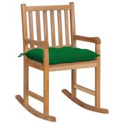 Fotele - vidaXL Lumarko Fotel bujany z zieloną poduszką, lite drewno tekowe 3062777 - miniaturka - grafika 1