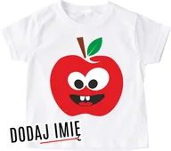 Koszulki dla dziewczynek - Koszulka z jabłkiem na dzień - DODAJ IMIĘ - miniaturka - grafika 1