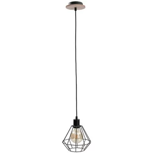 KET Industrialna LAMPA wisząca druciana OPRAWA metalowy zwis czarny drewno KET563 - Lampy sufitowe - miniaturka - grafika 1