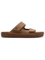 Klapki i japonki męskie - Clarks Skórzane klapki "Litton Strap" w kolorze jasnobrązowym - miniaturka - grafika 1