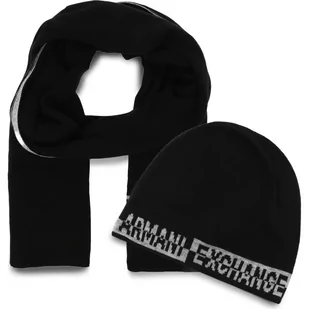 Armani Exchange Szal + czapka | z dodatkiem wełny - Apaszki i szaliki męskie - miniaturka - grafika 1