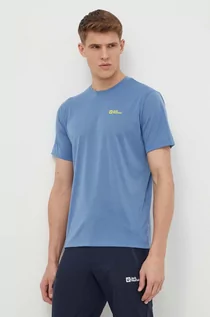 Koszulki męskie - Jack Wolfskin t-shirt sportowy Vonnan kolor niebieski gładki - grafika 1