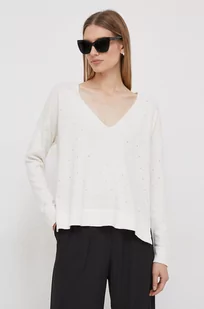 Pepe Jeans sweter z domieszką wełny FAYE damski kolor beżowy lekki - Swetry damskie - miniaturka - grafika 1