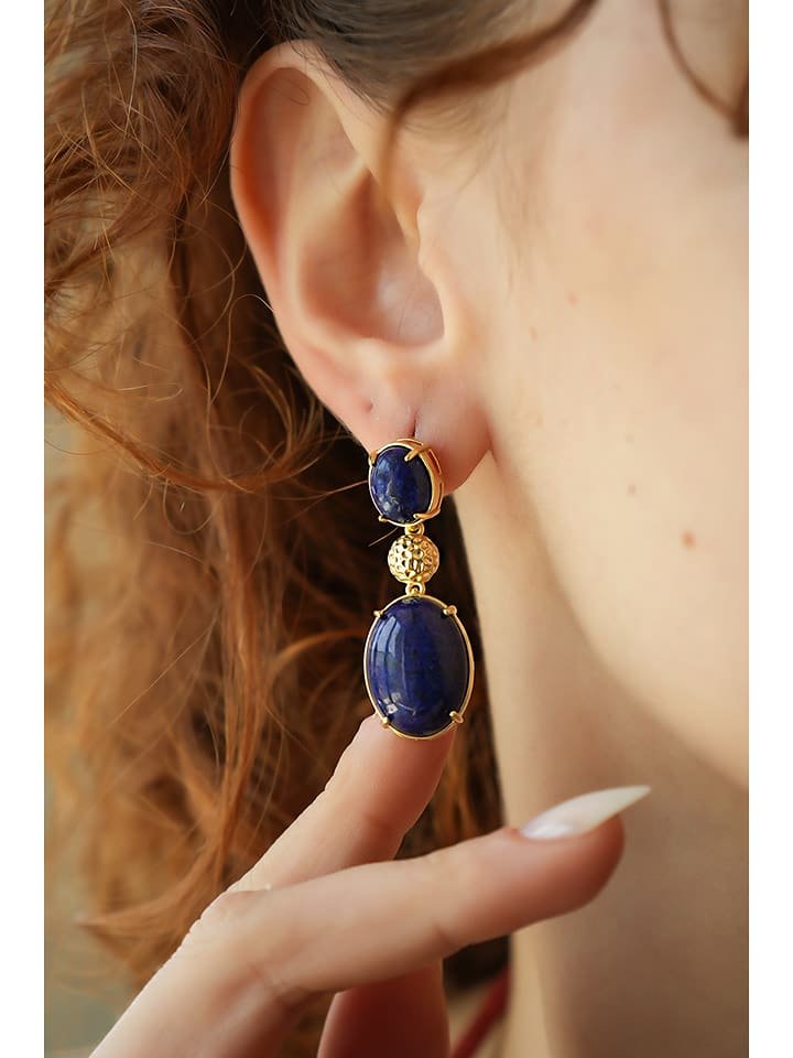 L'Atelier de Gaia Pozłacane kolczyki z lapis lazuli