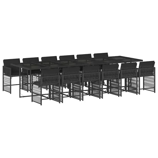 Zestaw mebli ogrodowych rattan PE - czarne, 330x106x73 cm, 12 krzeseł, 12