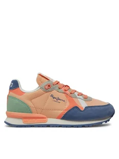 Pepe Jeans Sneakersy Brit Print G PGS40001 Pomarańczowy - Buty dla dziewczynek - miniaturka - grafika 1