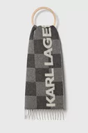 Apaszki i szaliki damskie - Karl Lagerfeld szalik wełniany kolor szary wzorzysty - miniaturka - grafika 1