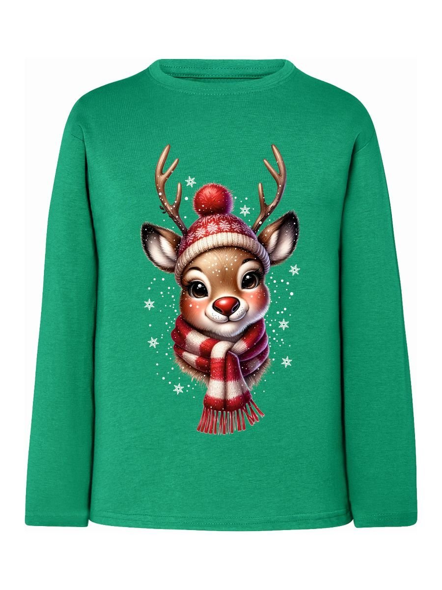 Dziewczęca bluzka z nadrukiem długi rękaw Sarenka zielona Tup Tup