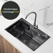 Zlewozmywaki - Zlew Stalowy Jednokomorowy GRAFIT PVD 68x45 cm od Velazo. - miniaturka - grafika 1