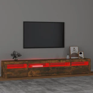 Lumarko Szafka pod TV z oświetleniem LED, przydymiony dąb, 240x35x40 cm - Szafki RTV - miniaturka - grafika 6
