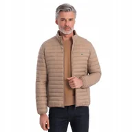 Kurtki męskie - Męska kurtka pikowana pakowana w worek brązowa V4 OM-JALP-0156 L - miniaturka - grafika 1