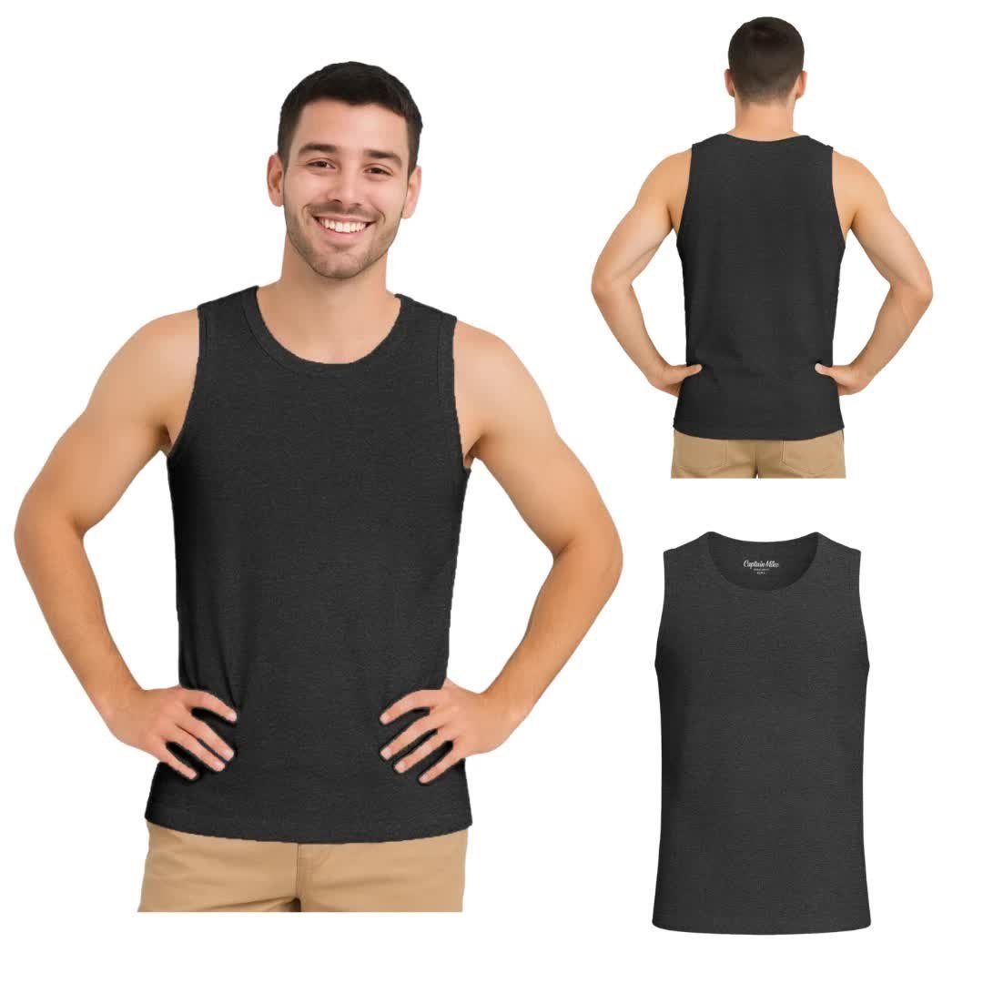 Męska koszulka bez rękawów z BAWEŁNY TURECKIEJ na ramiączkach Captain Mike XXL