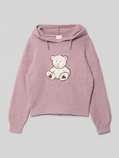 Bluza o kroju regular fit z kapturem i motywem misia - Swetry dla dziewczynek - miniaturka - grafika 1
