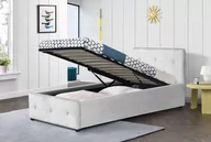 Łóżka - Białe łóżko tapicerowane 90x200 Bella / ekoskóra - miniaturka - grafika 1