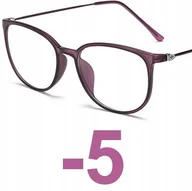 Okulary korekcyjne, oprawki, szkła - Okulary kujonki korekcyjne minusy fiolet -5 - miniaturka - grafika 1