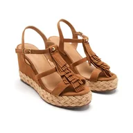 Espadryle damskie - GIOSEPPO ELDERON Sandały na koturnie espadryle damskie, skóra, 41 EU, Skóra i, 41 EU - miniaturka - grafika 1