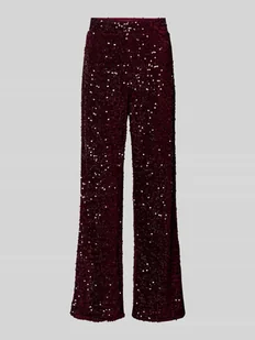 Spodnie szerokie z cekinowym obszyciem model ‘KAM’ - Spodnie damskie - miniaturka - grafika 1