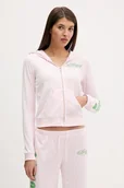 Bluzy damskie - Juicy Couture bluza welurowa Angel damska kolor różowy z kapturem z nadrukiem JCNAS126455 - miniaturka - grafika 1