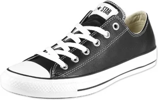 Koszulki męskie - Converse Chuck Taylor All Star skóra Low Top męskie sneakersy białe, czarny - czarny Black - 42 EU - grafika 1
