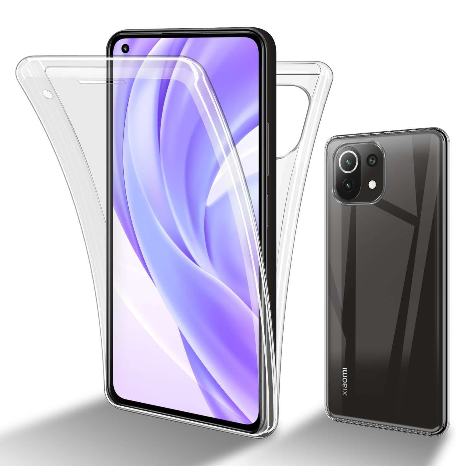 Etui Cadorabo do Xiaomi Mi 11 LITE (4G / 5G) / 11 LITE NE w kolorze TRANSPARENTNY 360° pełna osłona ochronna z przodu i z tyłu, wszechstronna ochrona z osłoną ekranu tylna obudowa etui na telefon komórkowy TPU