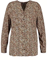 Bluzki damskie - Samoon Damska bluzka z nadrukiem Leo-Allover-Print EcoVero z długim rękawem, bluzka z długim rękawem, bluza z nadrukiem zwierzęcym, duże rozmiary, Light Tannin Brown wzór, 46 - miniaturka - grafika 1