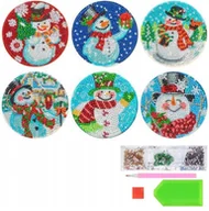 Zabawki kreatywne - Drewniane podkładki na stół DIAMOND PAINTING Świąteczne Haft Mozaika Zestaw - miniaturka - grafika 1