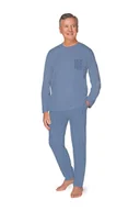 Piżamy damskie - PIŻAMA MĘSKA 3XL DŁUGI RĘKAW SPODNIE TATY DZIADKA NIEBIESKA BAWEŁNIANA - miniaturka - grafika 1