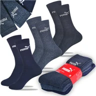 Skarpetki męskie - PUMA Skarpety Długie Bawełniane 3 pary Granat Basic 88329604 Rozmiar 39/42 - miniaturka - grafika 1