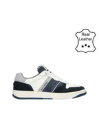Trampki męskie - Bullboxer Skórzane sneakersy w kolorze granatowo-białym - miniaturka - grafika 1