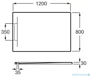 Roca Pyros 120x80cm brodzik prostokątny konglomeratowy beżowy AP9014B032001650 | - Brodziki prysznicowe - miniaturka - grafika 2