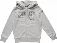 Bluzy dla chłopców - Replay Chłopięca bluza z kapturem z zamkiem błyskawicznym, szara (Grey Melange M02), 14 lat, M02 Grey Melange, 14 lat - miniaturka - grafika 1