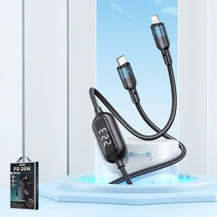 Remax Litxn kabel do szybkiego ładowania USB Typ C - Lightning 20W Power Delivery z wyświetlaczem ekranem miernik mocy 1m czarny (RC-193i) - Kable USB - miniaturka - grafika 2