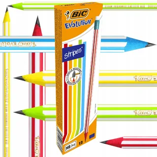 Bic Ołówek z gumką Evolution STRIPES HB (różne kolory obudowy) 9195 - Ołówki - miniaturka - grafika 1